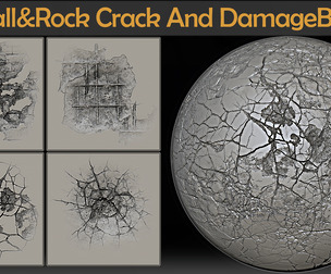 50 Wall & Rock Crack And Damage Brushes Vol.01
