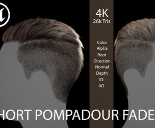 Short Pompadour Fade Side Part - Game-Ready Real-Time Hair