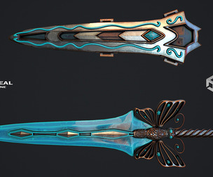 Sword butterfly with scabbard game ready 3d model