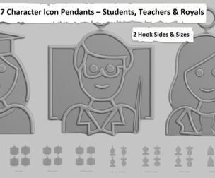 👑 Character Icon Pendants – Students, Teachers & Royals