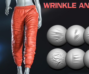 110 Wrinkle & Tension Brushes (Cloth Wrinkle, Tension & Mixed for Blender & ZBrush)  -  vol 2