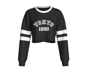 Girls Printed Black Crop Sweatshirt | Marvelous / Clo3d / obj / fbx