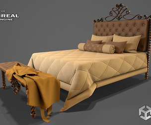 Bed game ready 3d model