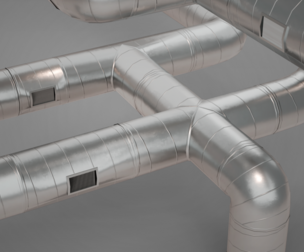 Modular Industrial HVAC Duct System -  Low Poly Game-Ready kit
