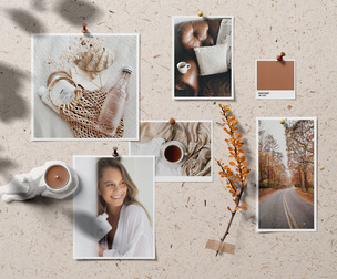 Lifestyle Moodboard Mockup PSD - Organic Photo & Branding Display Scene