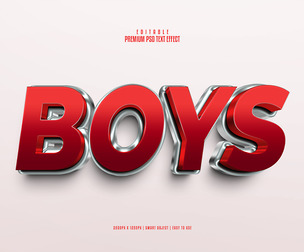 Boys PSD Fully Editable Text Effect. Layer Style PSD Mockup Template