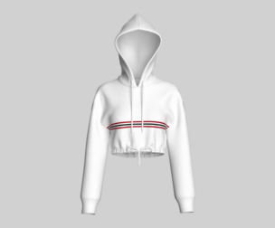 Girls Shoulder Drop Cropped Hoodie With Striped | Marvelous / Clo3d / obj / fbx