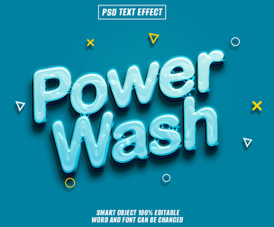 Power Wash PSD Fully Editable Text Effect. Layer Style PSD Mockup Template