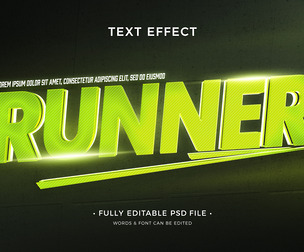 Runner PSD Fully Editable Text Effect. Layer Style PSD Mockup Template