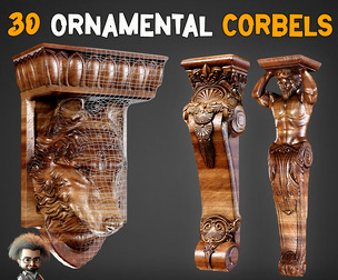 30 Game-Ready Ornamental Corbels + PBR Texture - Vol 54