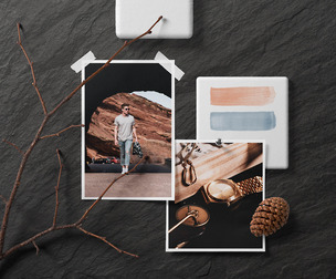 Lifestyle Moodboard Mockup PSD - Dark Slate & Luxury Accessory Scene
