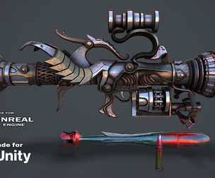 Fantasy rifle game ready 3d model