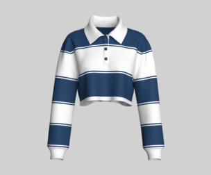 Girls Stripe Crop Polo Sweatshirt | Marvelous / Clo3d / obj / fbx
