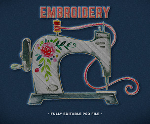 Embroidery PSD Fully Editable Text Effect. Layer Style PSD Mockup Template