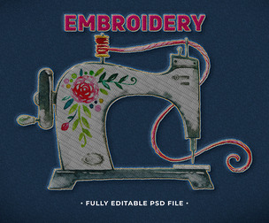 Embroidery 2 PSD Fully Editable Text Effect. Layer Style PSD Mockup Template