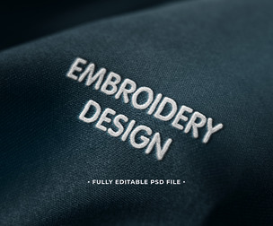 Embroidery Design PSD Fully Editable Text Effect. Layer Style PSD Mockup Template
