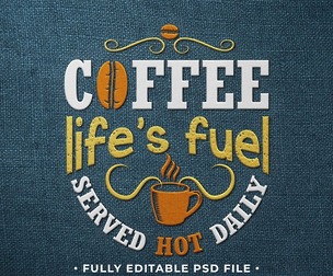 Embroidery Effect PSD Fully Editable Text Effect. Layer Style PSD Mockup Template
