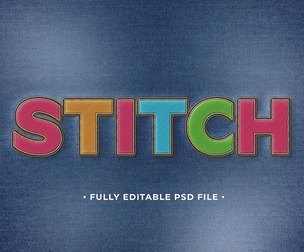 Embroidery Stitch PSD Fully Editable Text Effect. Layer Style PSD Mockup Template