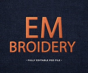 Embroidery PSD Fully Editable Text Effect. Layer Style PSD Mockup Template