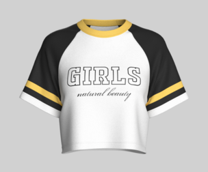 Girls Printed Raglan Crop Top | Marvelous / Clo3d / obj / fbx