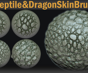 50 Reptile & Dragon Skin Brushes Vol.02 – 4K ZBrush & Alpha Pack