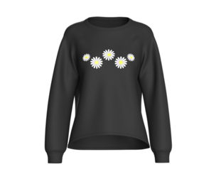 Girls Raglan Flower Printed Black Sweatshirt | Marvelous / Clo3d / obj / fbx