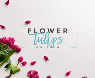 Fully Editable Red Tulip Scene, Multi-Layered PSD Mockup, Spring Flowers, Petals