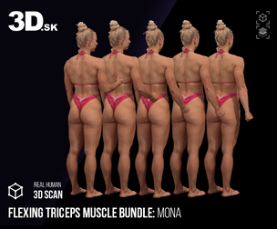 Female 3D Character Mona - 5x Flexing Triceps Scan Bundle