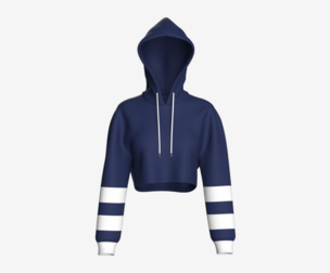 Girls Navy Blue Shoulder Drop Cropped Hoodie | Marvelous / Clo3d / obj / fbx