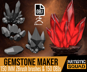 Gemstone Maker 150 IMM ZBrush brushes and 150 OBJs