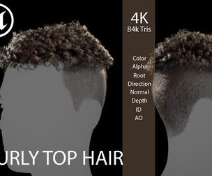 Curly Top Hairstyle - Game-Ready Real-Time Hair