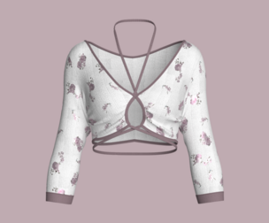 Girls Printed Criss Cross Top V2 | Marvelous / Clo3d / obj / fbx