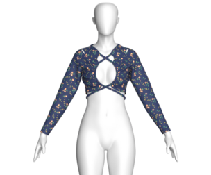 Girls Printed Long Sleeve Criss Cross Top | Marvelous / Clo3d / obj / fbx