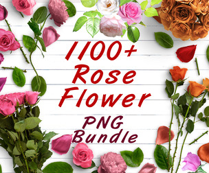1100+ Rose Flower PNG Bundle, Red Floral Clipart, Wedding Photo Overlay, Sublimation, Pink Rose