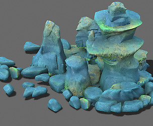 Cartoon sky city - ice and snow terrain rockery