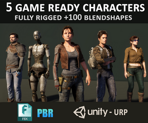 5 Game-Ready Realistic Characters – Fully Rigged with 100+ Blendshapes (FBX)