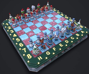 Christmas Chess game ready 3D model