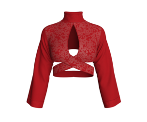 Women High Neck Cutout Crop Top | Marvelous / Clo3d / obj / fbx