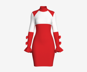 Girls High Neck Ribbed Bodycon Dress | Marvelous / Clo3d / obj / fbx