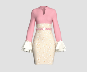 Girls Keyhole Neck Ribbed Bodycon Dress | Marvelous / Clo3d / obj / fbx