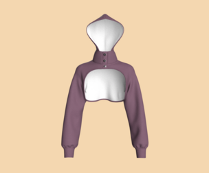 Girls Open Front Cropped Hoodie | Marvelous / Clo3d / obj / fbx