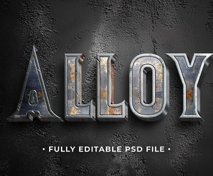 Alloy PSD Fully Editable Text Effect. Layer Style PSD Mockup Template