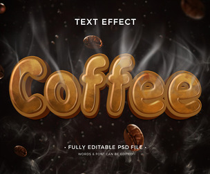 Coffee PSD Fully Editable Text Effect. Layer Style PSD Mockup Template