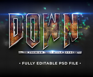 Down PSD Fully Editable Text Effect. Layer Style PSD Mockup Template