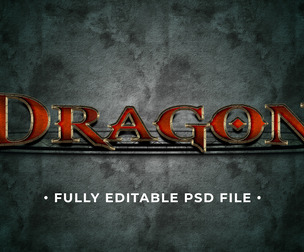 Dragon PSD Fully Editable Text Effect. Layer Style PSD Mockup Template