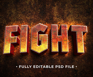 Fight PSD Fully Editable Text Effect. Layer Style PSD Mockup Template