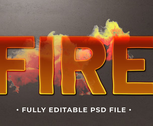 Fire PSD Fully Editable Text Effect. Layer Style PSD Mockup Template