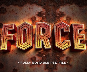 Force PSD Fully Editable Text Effect. Layer Style PSD Mockup Template