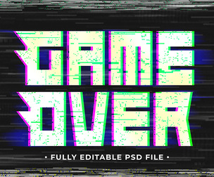 Game Over PSD Fully Editable Text Effect. Layer Style PSD Mockup Template