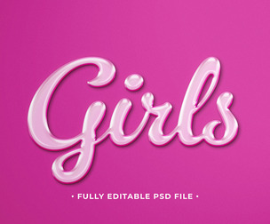 Girls PSD Fully Editable Text Effect. Layer Style PSD Mockup Template